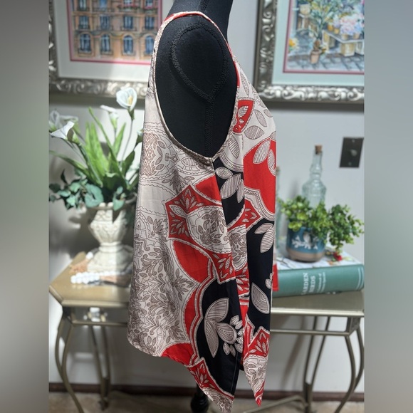 FYLO BLACK & RED CUT OUT CASUAL SUMMER BEACH RESORT COVERUP SLEEVELESS TOP SZ L - Picture 5 of 10